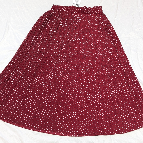 Exlura High Waist Pull On Pleated Polka Dot Maxi Skirt Holiday Disneybounding - Picture 5 of 9